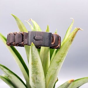 Inox 316 L Dark Brown Leather Mens Bracelet Metal Buckle